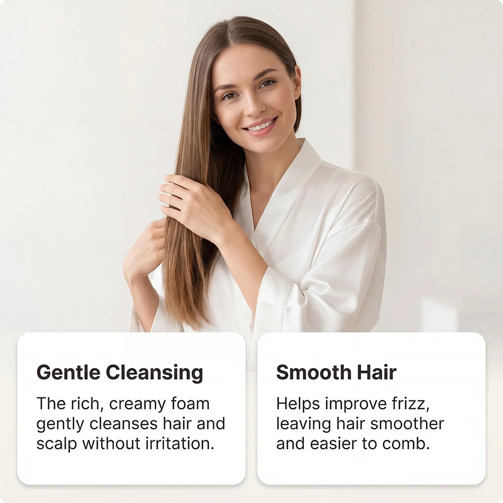 GleamXi Ginger Smoothing Shampoo Deep Nourishing Scalp Strengthen Roots Reduce Frizzy Hair Gentle Hydrating Plant Based Shampoo
