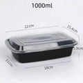 1000ml Thick Disposable Takeaway Lunch Box Tableware Can Be Microwave Heated Rectangular Black Plastic Bowl Food Packaging Box