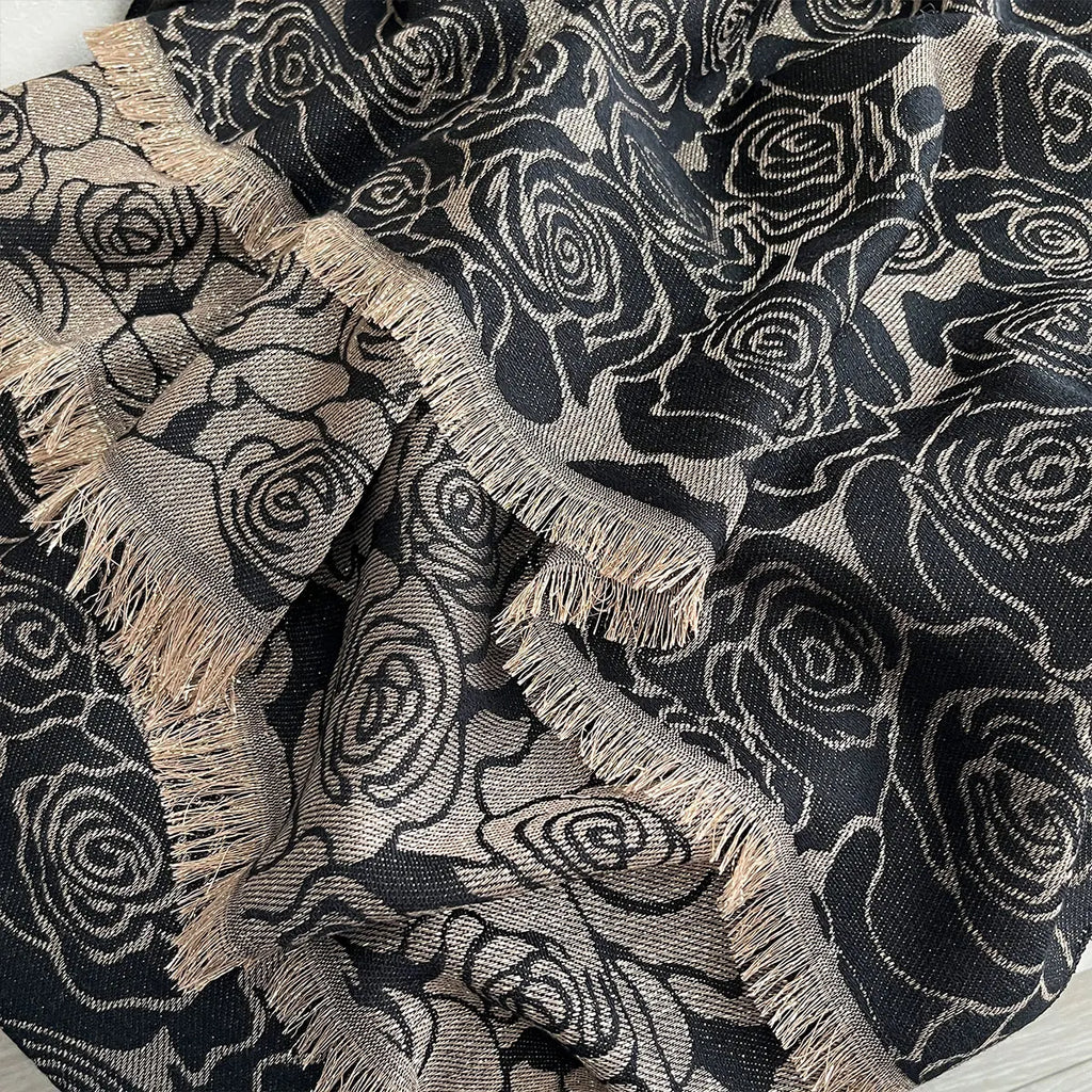 Women Exquisite Golden-Embroidered Hijab for Muslim Ladies Ideal for Spring Fall Sun-Protective Stylish Headwear Shawl Scraf