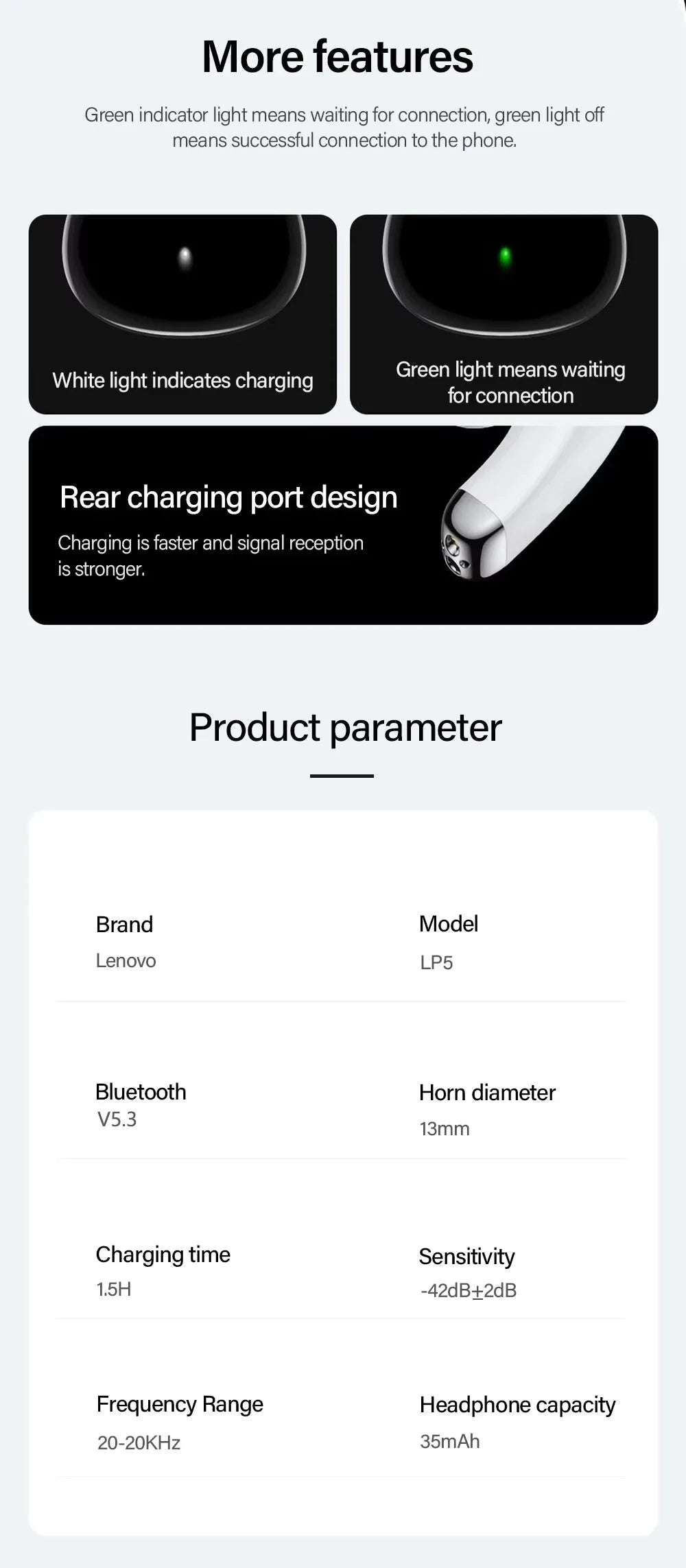 Lenovo LP5 Wireless Bluetooth Earbuds Stereo HiFi Music Earphones Headphones Sports Waterproof TWS Headset With Mic Earbuds New