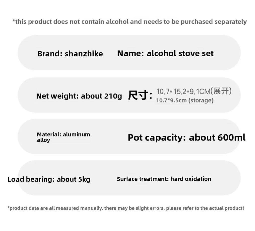MOUNTAINHIKER Camping Cookware Set, Ultralight Portable Alcohol Stove Set with Pot, Windproof Integrated Cooking Kit for Hiking