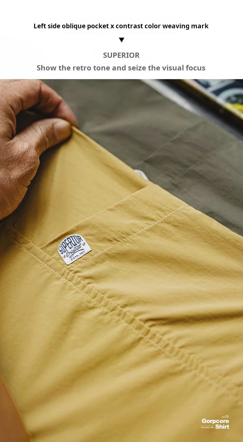 Maden Outdoor Single-breasted Short Sleeve Shirt Men's Summer Quick-Dry Lightweight Chest Pocket Blouse Loose Fit Travel Shirt