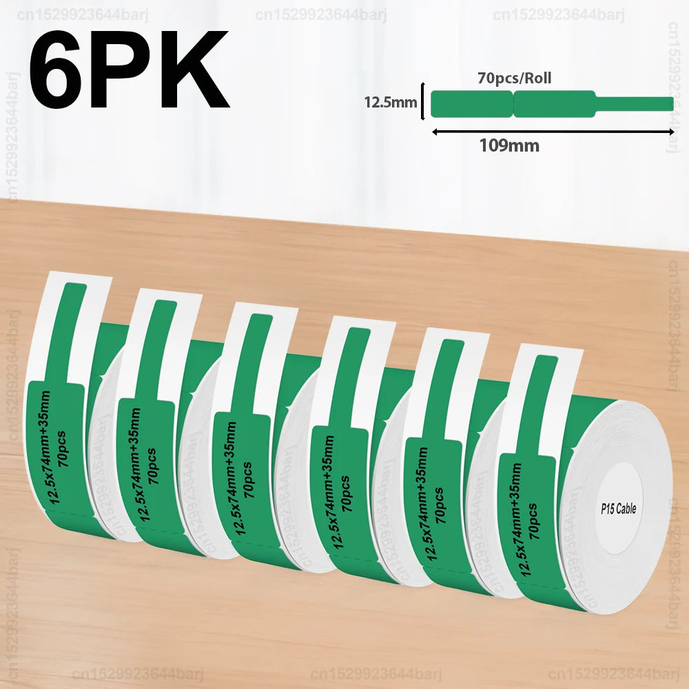 3pcs/6pcs P15 Label Printer Sticker 12*40mm Label Tape Thermal Label Paper Compatible Phomemo D30 Q30 Marklife P15 P12 Labeller