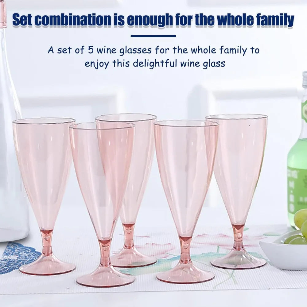 Home Foldable Champagne Wine Glasses Set Reusable Plastic Wine Glasses with Storage Bottle Suitable for Outdoor Camping Travel