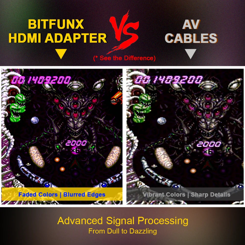 BitFunx RGB To 1080p HDMI™ Adapter For PCE PC Engine Console Support 16:9&4:3 Switching Video Conveter For Core Grafx Series
