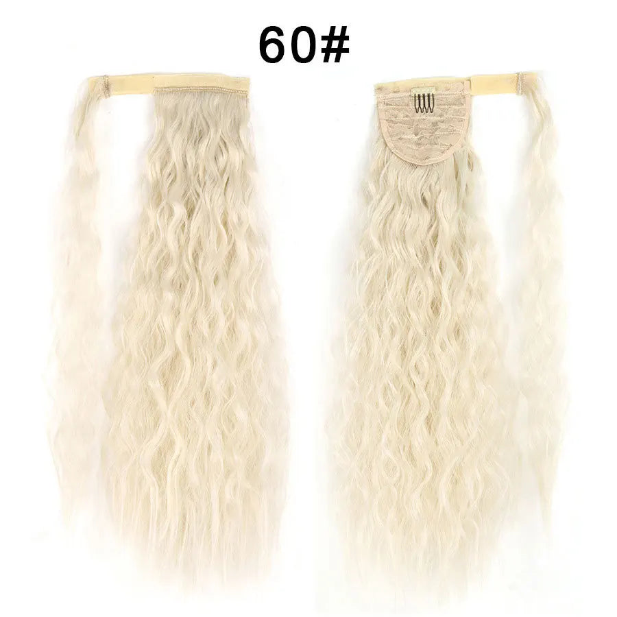 Tereshar Synthetic Corn Wave Ponytail Extension Clip in Long Wavy Curly Wrap Around Pony Tail Heat Resistant Hairpiece for Women