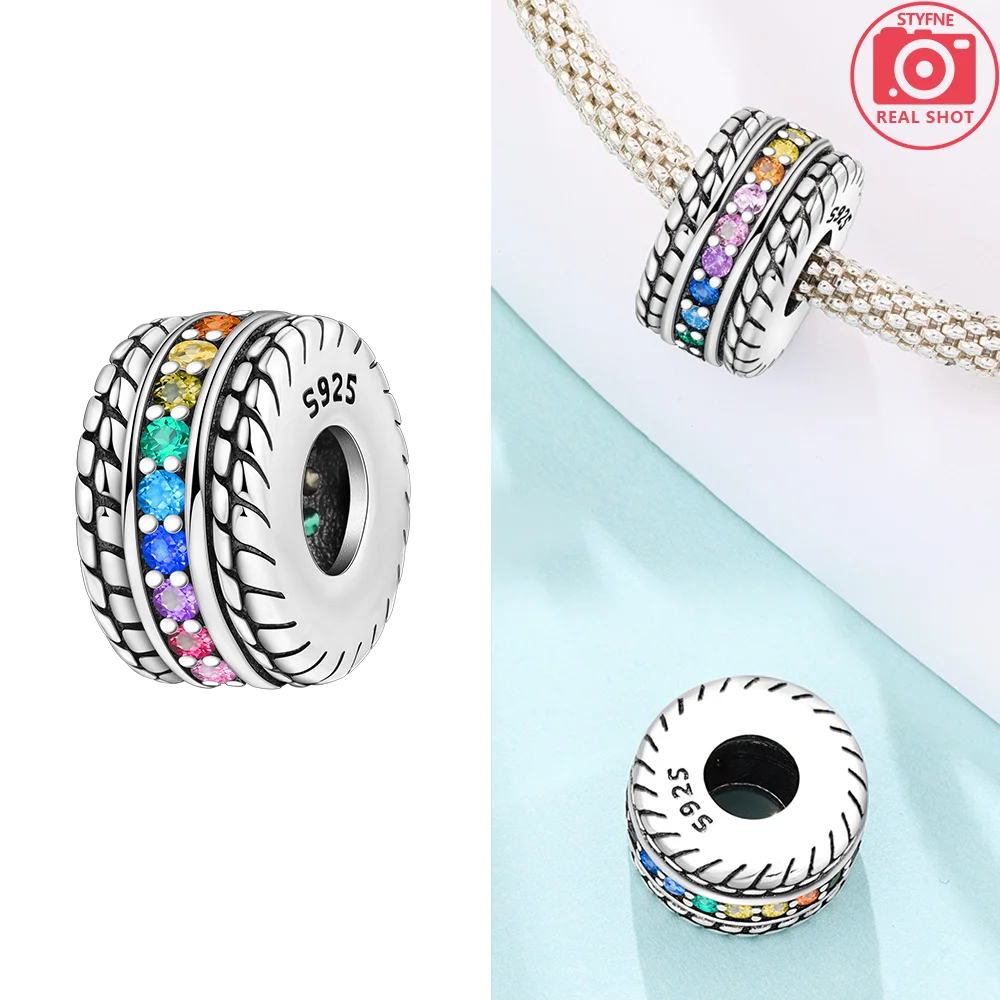 925 Sterling Silver Pink Zircon Love Beads Charms Fit Bracelet Women Jewelry Diy Anniversary Gift Delicate Accessories Bag Charm