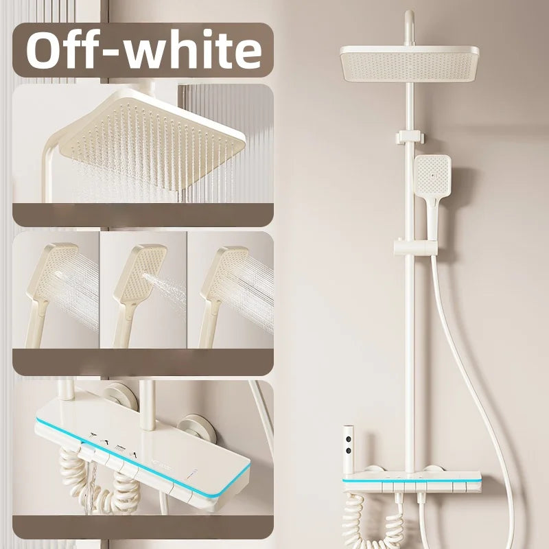 Digital Display Shower System Set Bathroom Shower Full Set Faucet Bathtub Mixer Shower Head Piano Button With Atmosphere Light