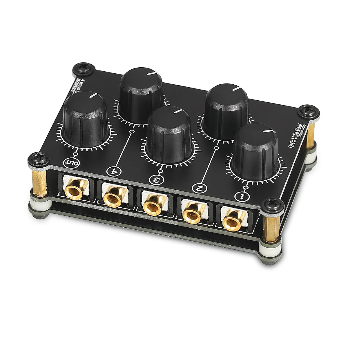 Douk Audio Portable 4 Channel Analog Stereo Audio Mixer Mini Passive Line Mixer for Live Studio Recording Sound Mixing Console