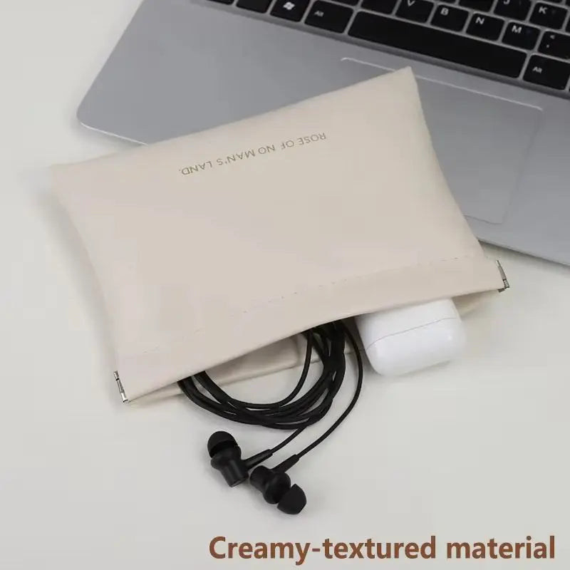 Automatic Closed Purse Bag Mini PU Separate Earphone Charging Cable Storage Bag Portable Zero Wallet Coin Lipstick Storage Bag