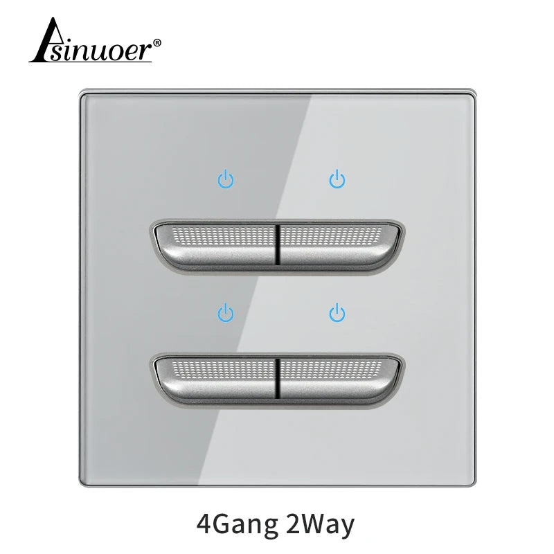 Black Tempered Glass Wall Switch Panel Led European 16a Socket Retro Toggle Light Switch Eu Uk Standard 2usb Socket 1Gang-4gang