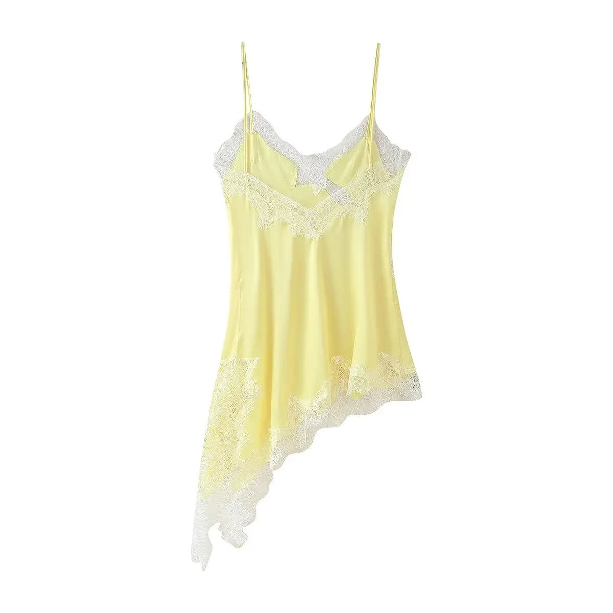 HH Female Summer Fashion Lace Splicing Dresses Solid Sleeveless Asymmetry Backless Slim Women's Sexy Party Sling Mini Dress