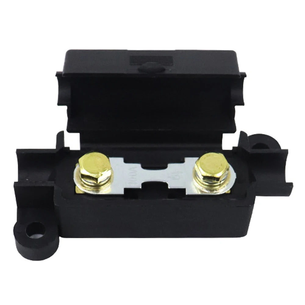 Universal Automotive Car Air Conditioning 1 Way Fuse Box Small Fork Bolt Fuse Holder 60V 36V 24V 12V Fuse Base 100A Black ANS-H2