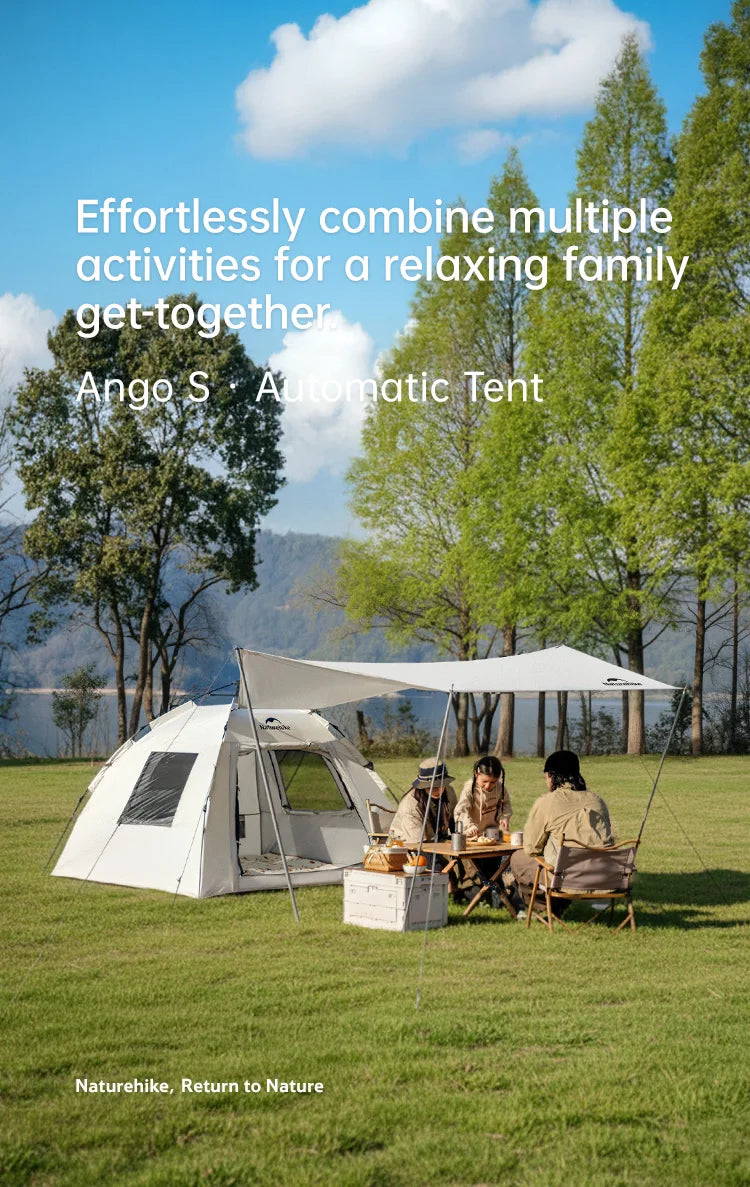 Naturehike Ango S  3 4 Person Tent Outdoor Automatic Tent Family Waterproof Park Tent One-Touch Tent Portable Sun Shelter Tent