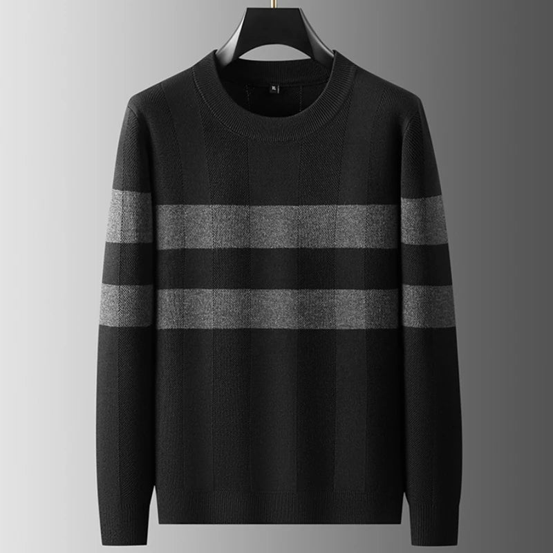 8XL 7XL 6XL 2025 New High End Luxury Thin Wool Sweater Men Soft Warm Mens Pullover Sweaters Casual Striped Fall Winter Clothes