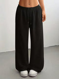 Ladies' casual wide-leg jogging pants, featuring a drawstring elastic waistband, comfortable and loose fit, and a popular style