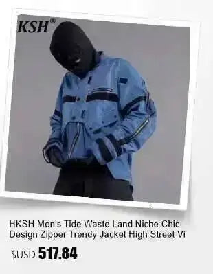 HKSH Autumn New Men's Hooded Distressed Patchwork Folded Waste Land Tactical Punk Techwear Shoulder Batwing Sleeve Jacket HK2392