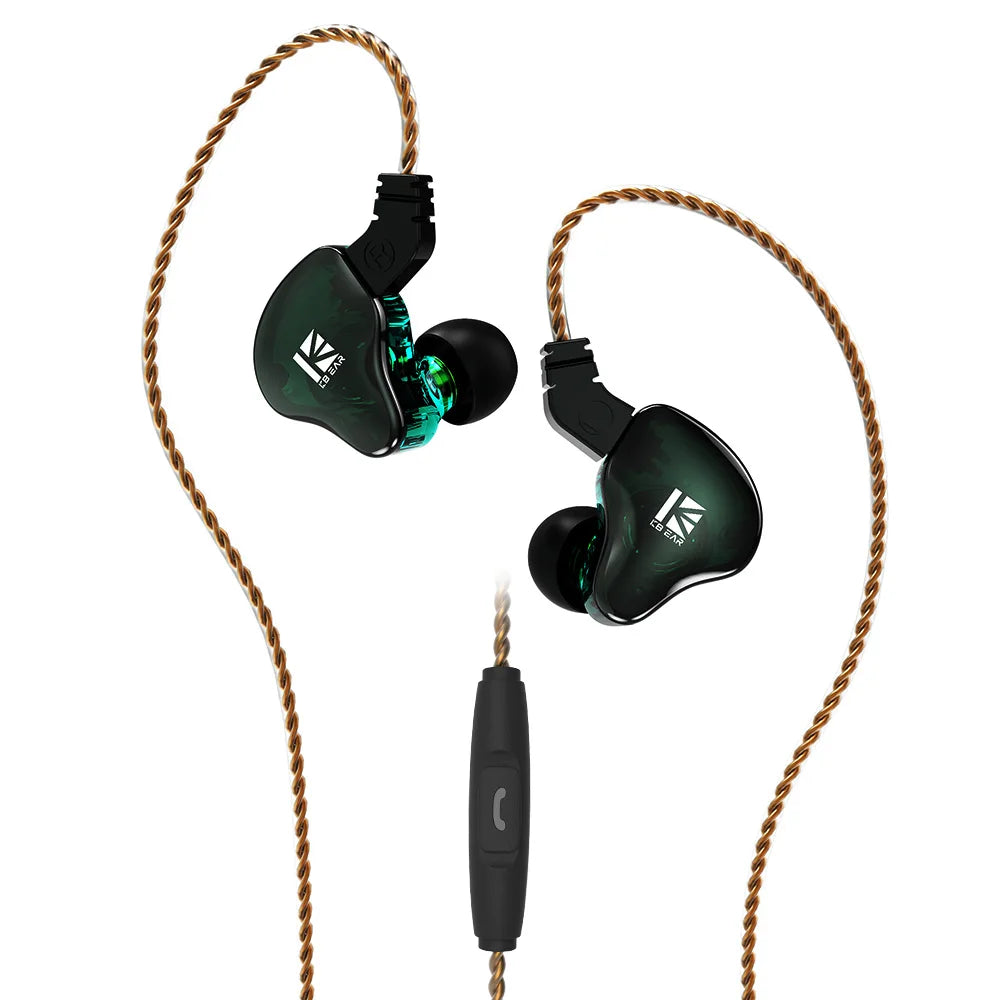 KBEAR KS2 IEM In Ear Stereo Bass HiFi Earbuds Noise Reduction High Resolution with Detachable Cable,Suitable for Running,Gaming