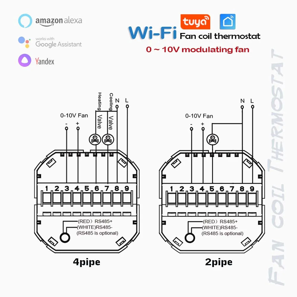 0-10V fan temperature regulator 2P air conditioning temperature controller with TUYA WiFi
