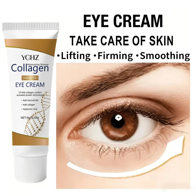 Collagen Eye Cream, Rich in Collagen and Hyaluronic Acid, Deeply Moisturizes the Skin Around the Eyes, Hydrates and Firms the Skin, Making It Smooth, Bright, and Elastic. The Texture Is Light, Gentle, and Does Not Irritate th