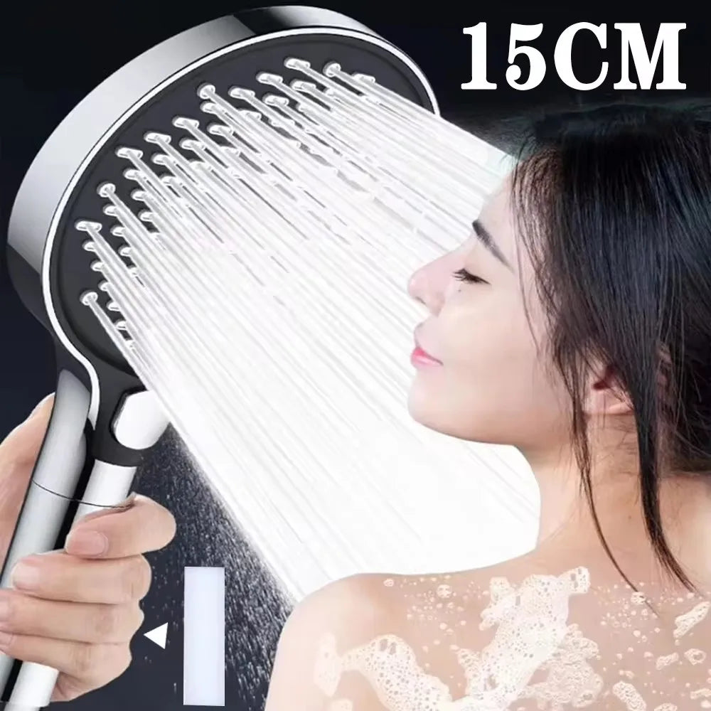 15CM Big Panel High Pressure Large Flow Shower Head Black 3 Modes Water Saving Spray Nozzle Filter Shower Bathroom Accessories
