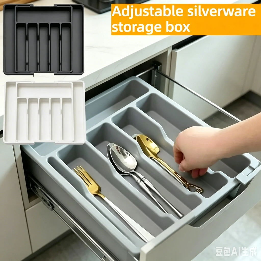 Kitchen Drawer Cutlery Organizer Expandable Silverware Tray Adjustable Utensil Holder for Forks Spoons Knives