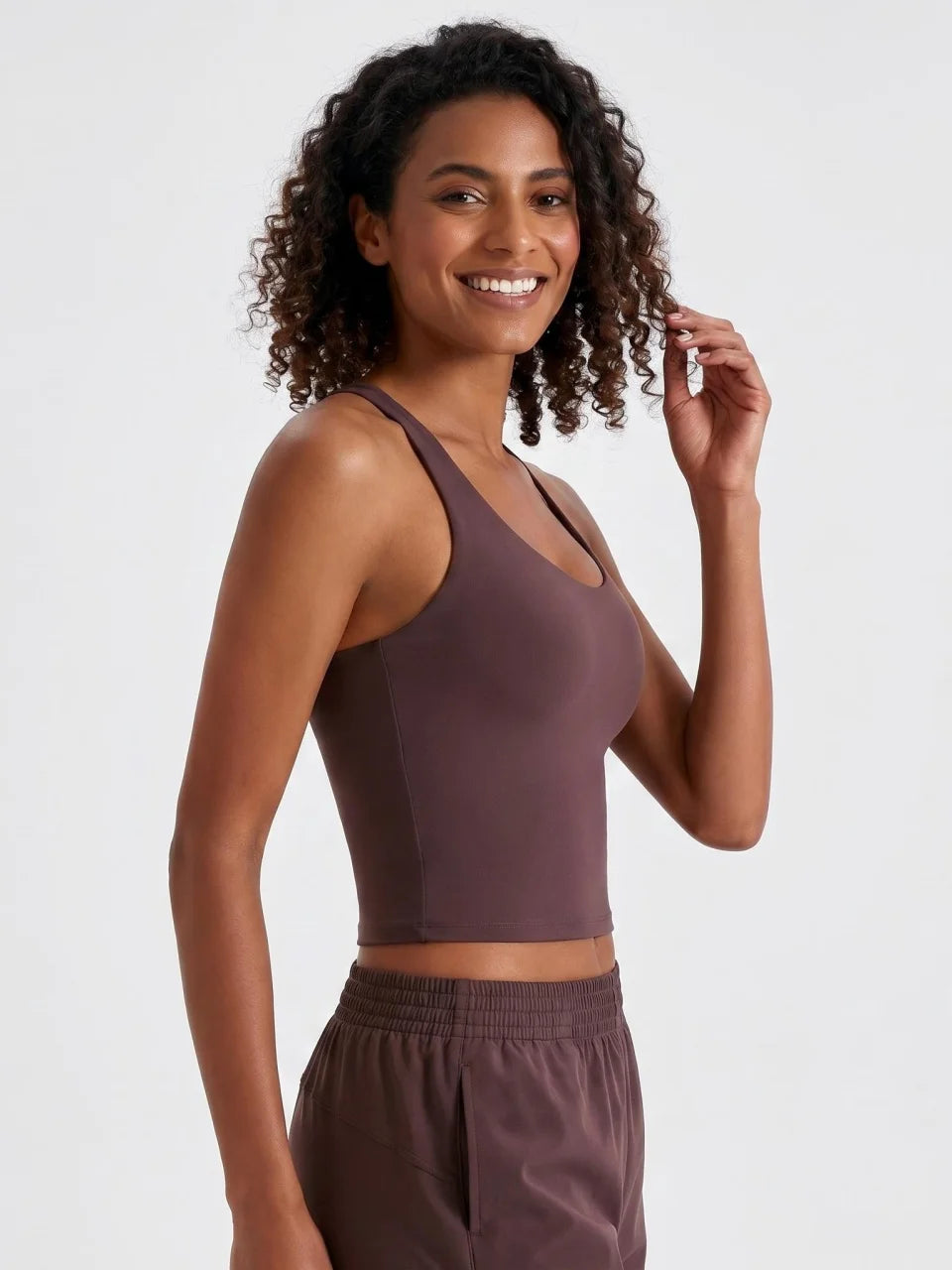 Longline Yoga Tank Top with Built in Bra Women Quick Dry Gym Camisole Workout Shirts Soft Slim Fit Sports Vest Athleisure