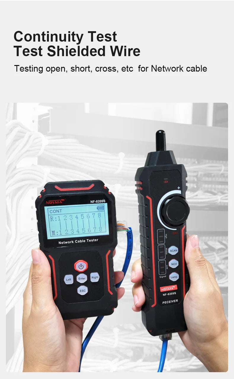 Network Cable Tracker NOYAFA NF-8209S Lan Measure Tester Network Tools LCD Display Measure Length Wiremap Tester Cable Tracker