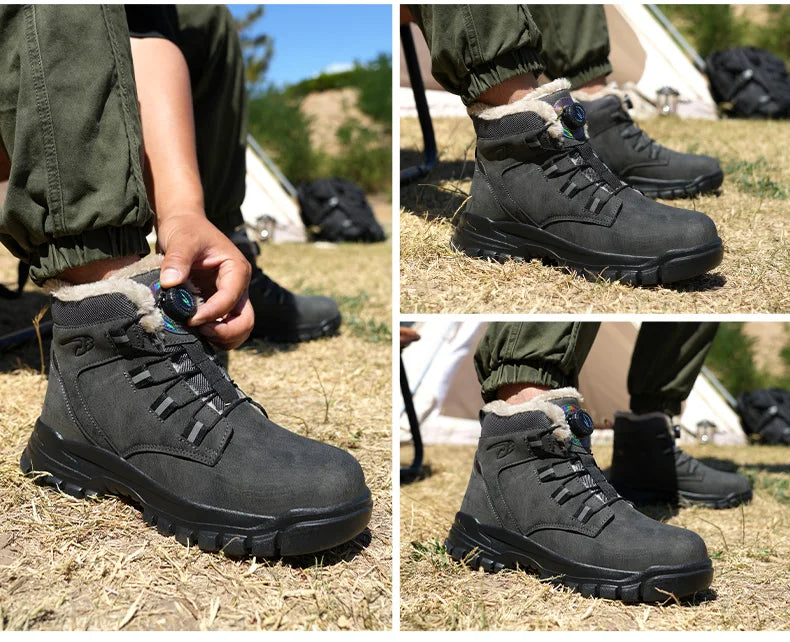 Size 47 48 Winter Work Safety Boots Men Steel Toe Work Shoes Rotating Button Waterproof Protective Men Safety Shoes Footwear