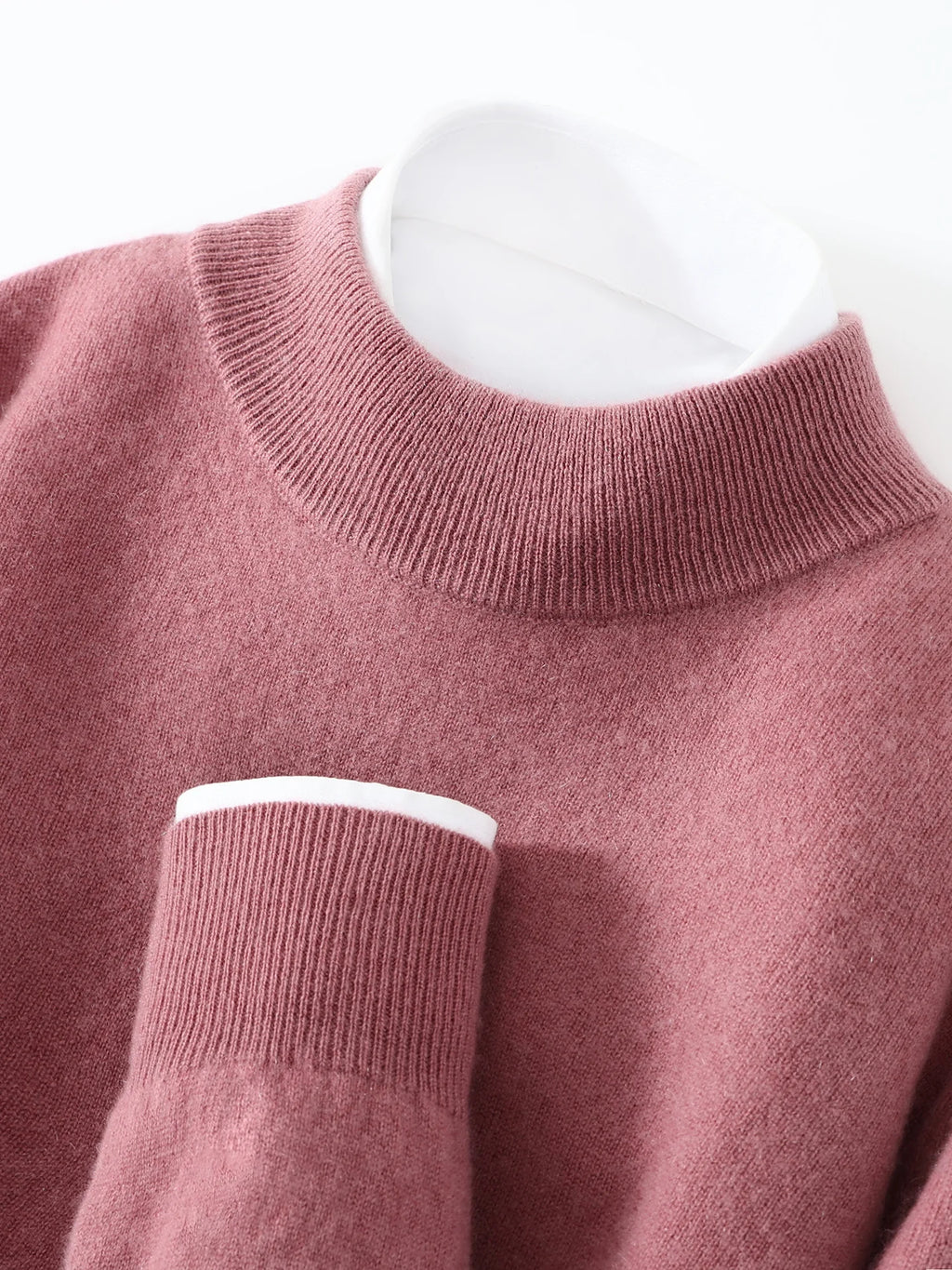 Autumn/Winter Men's 100% Pure Cashmere Pullover Business Casual Solid Knitted Sweater Loose Half High Neck Tops Thick Jumper