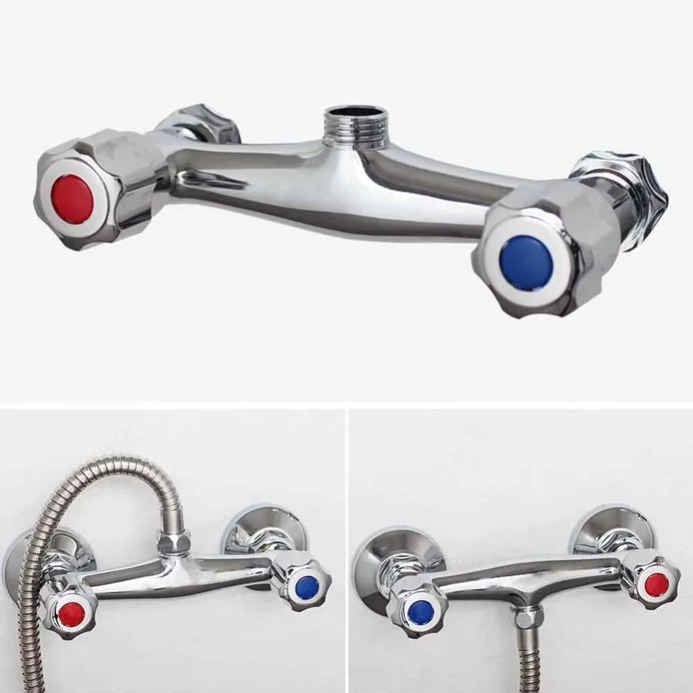 Durable Metal Out Water Inlet Valve Double Control Hot and Cold Double Shower Faucet Valve Wall Mounted Diverter Valve
