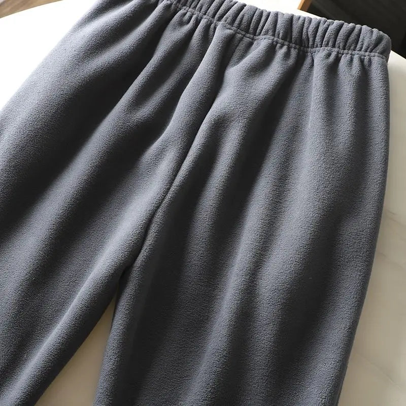 Fleece and Lambswool Men Sweatpants Winter Embroidery Thick Warm Double-sided Velvet Windproof Thermo Trousers Soft Harem Pants