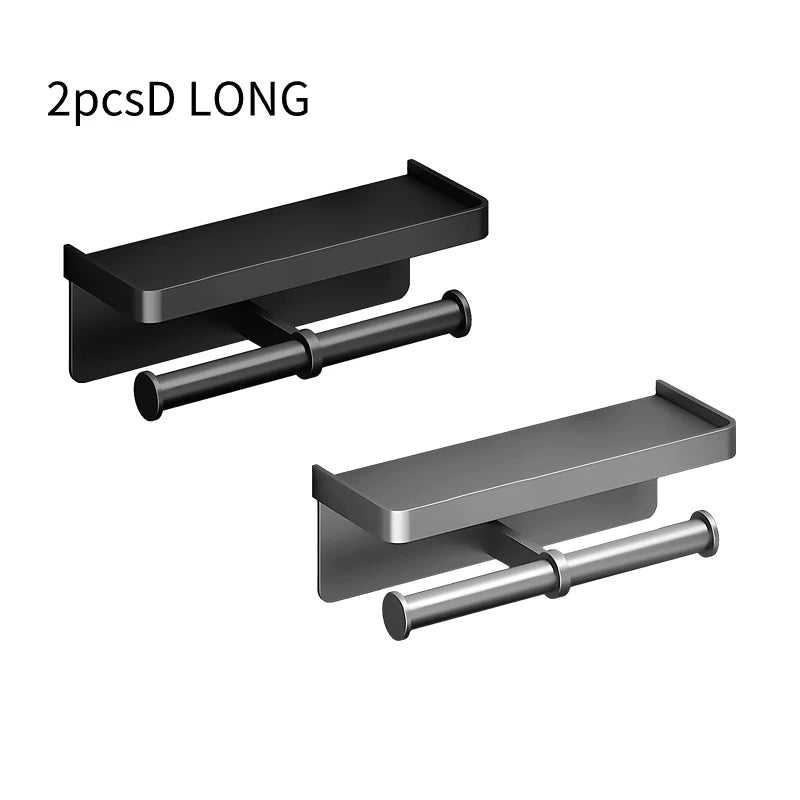 Aluminum Alloy Toilet Paper Holder Toilet Paper Holder Wall-Mounted Toilet Roll Shelf Phone Stand for Home Bathroom Accessories