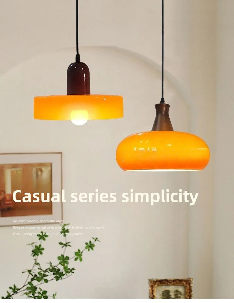 Japanese Bauhaus Glass Pendant Lights for Study Homestay Classical Atmosphere Ceiling Chandeliers LED Lamps Medieval Fixtures