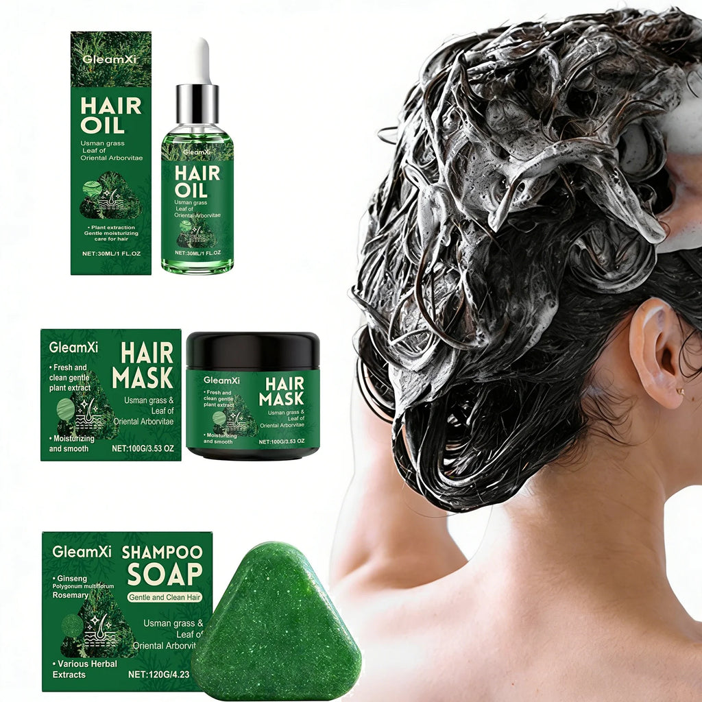 Usman Grass Shampoo Soap Hair Growth Oil Anti Loss Strengthen Hair Regrowth Nourish Improve Split End Repair Damaged Hair Mask