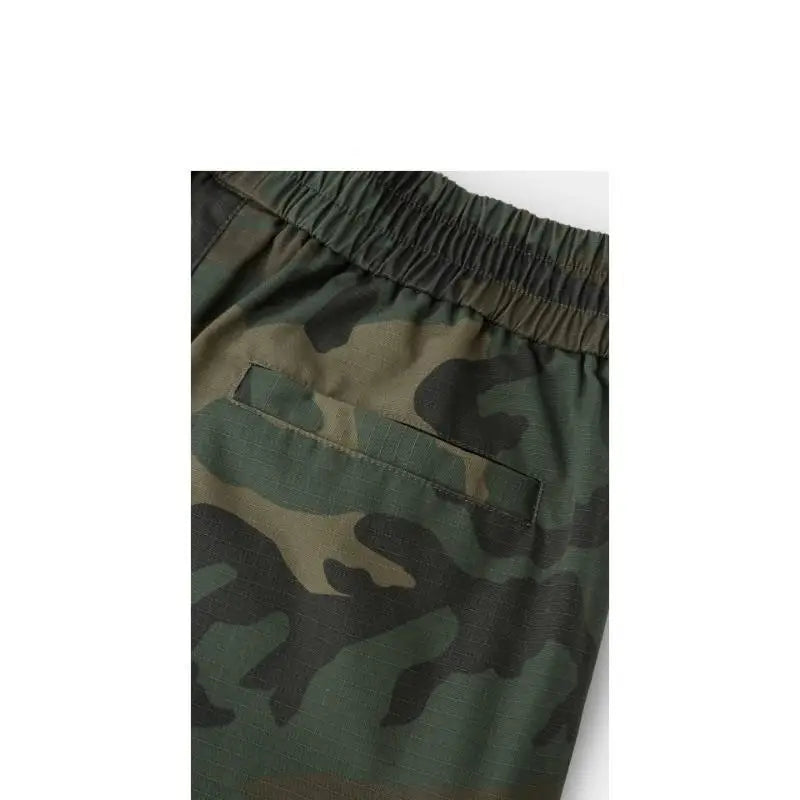Mr. WH Camouflage Workwear Shorts Men's American Trendy Brand Casual Drawstring Sports High Street Straight Five-Quarter Pants