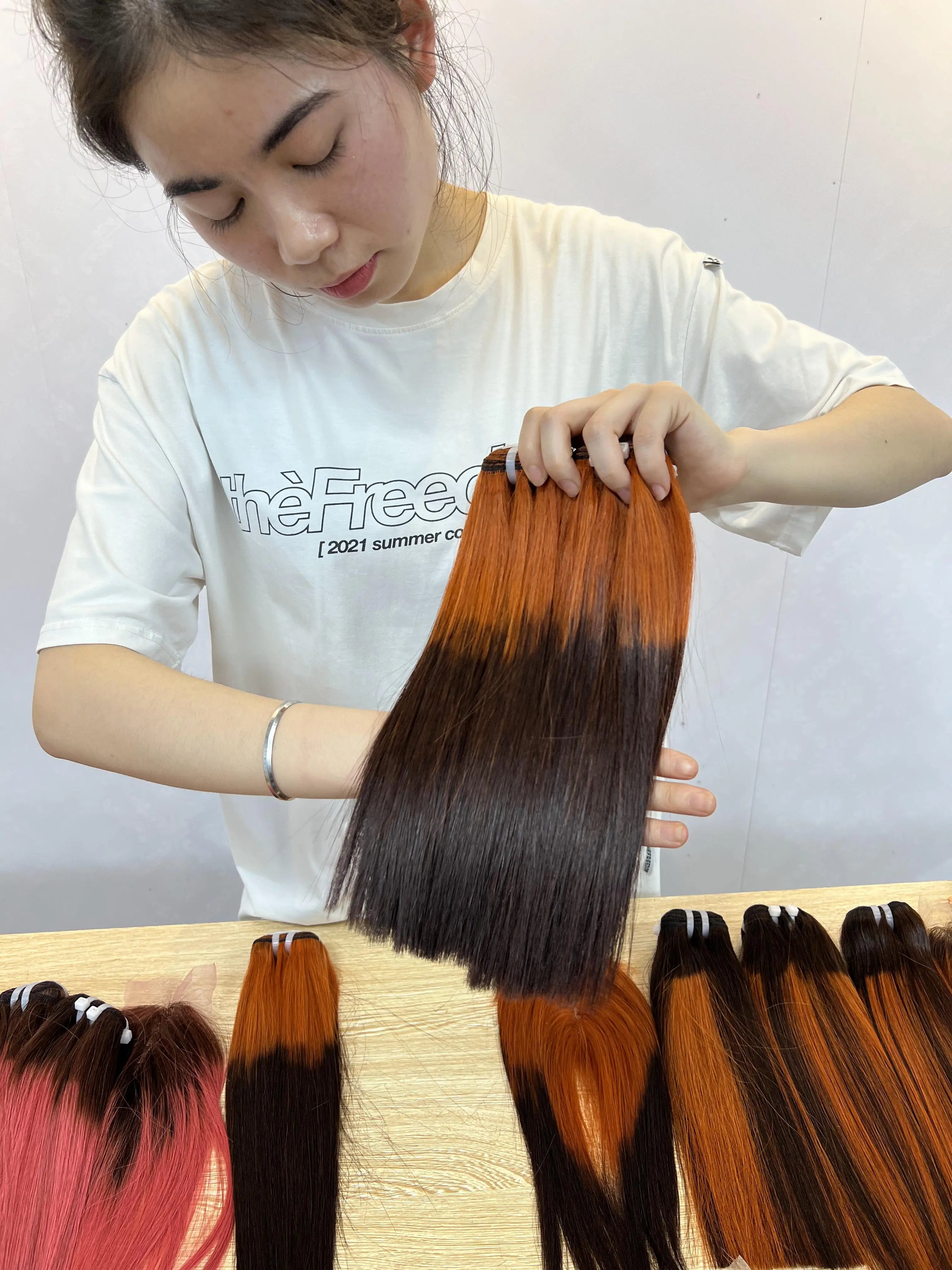 New Style Virgin Vietnamese Human Hair Bundles Weft Extensions Bone Straight Ombre Color for Black Women