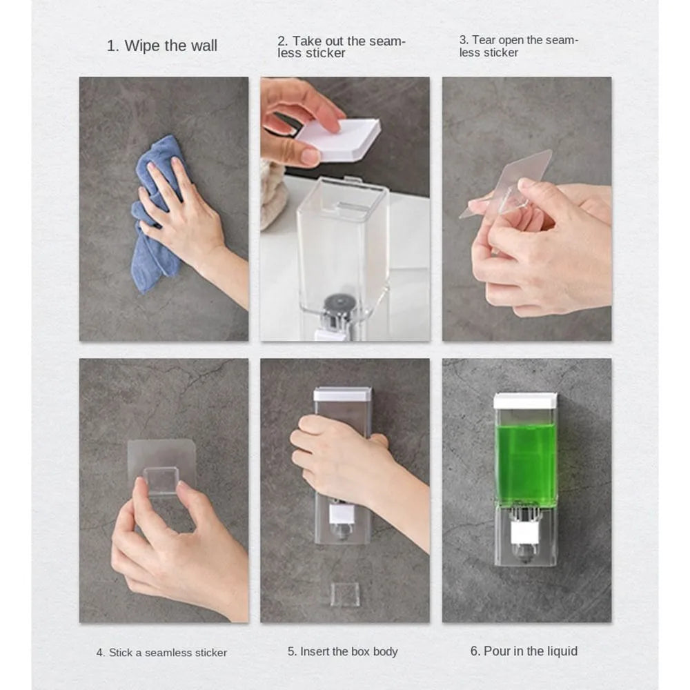 Bathroom Non-punching Manual Press Soap Dispenser Wall Hanging Traceless Paste Disinfectant Bottle Transparent Soap Dispenser