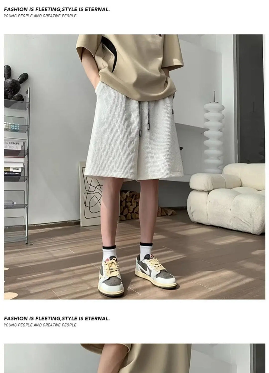 Men's Wide Leg Pants Summer Stripes Loose Casual Trendy Mid-length Pants Comfortable Elastic Waist Fashion Letter Sports Shorts
