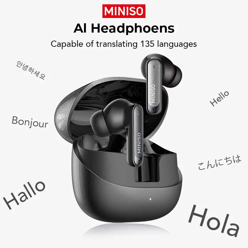 MINISO MS106 Bluetooth Earphones  AI Translator Earbuds TWS Ear Clip Sports Earphones Noise Reduction Wireless Headphones