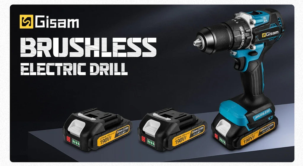 Gisam 13mm 35+3 Torque Brushless Electric Impact Drill Cordless Drill Electric Screwdriver Power Tool For Makita 18V Battery Pin