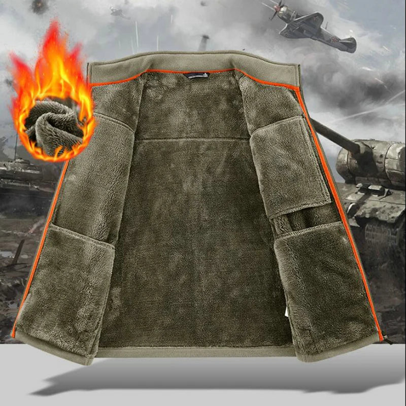 2026 Solid Men's Fleece-Lined Cycling Jacket New Arrival Winter Windproof Stand-Collar Zip-Up Thicken Warm Plush Coat Clothing