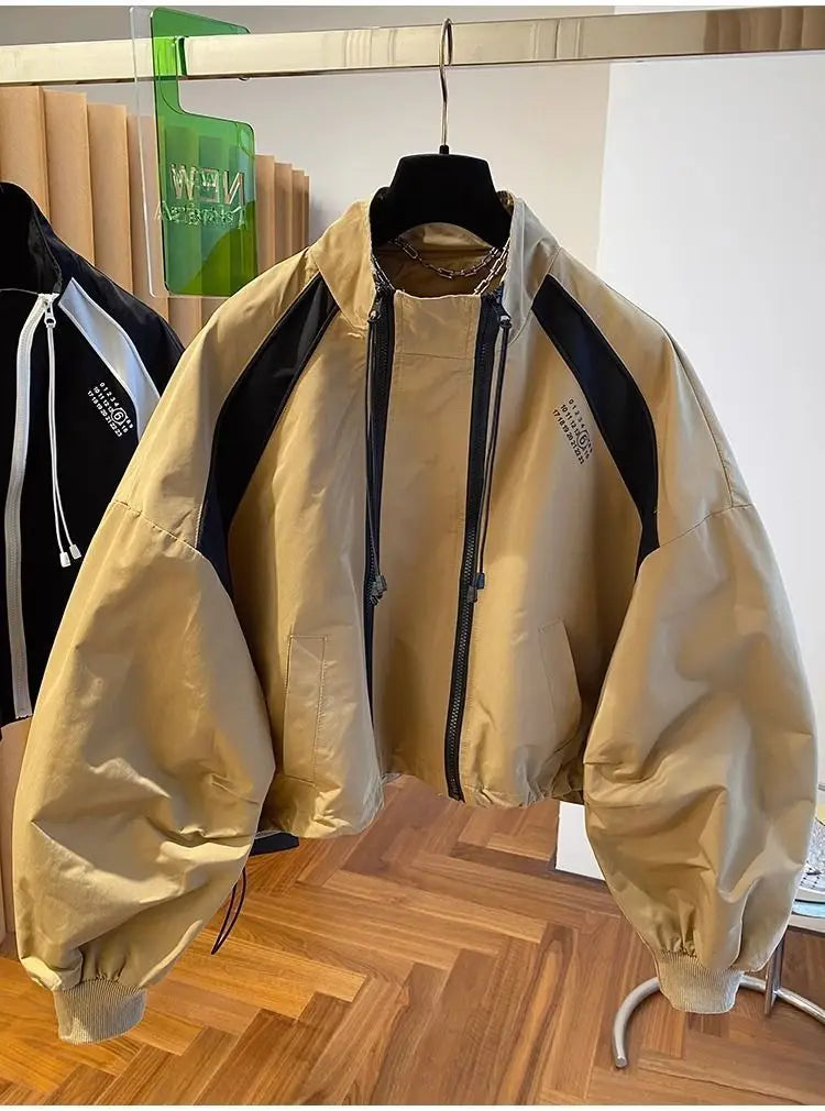 Zipper Design Niche Loose Casual Stand Collar Windbreaker Jacket Spring and Autumn Short Jacket Jacket Top