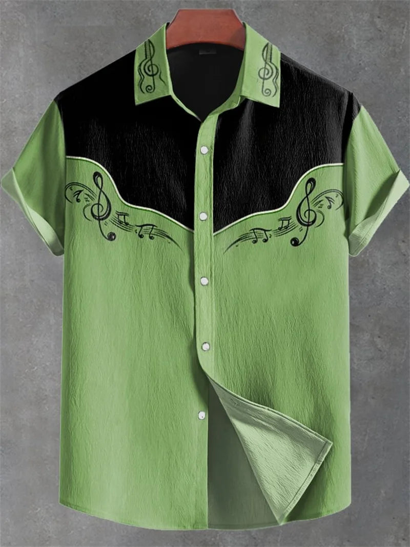 2025 denim shirt men's retro short sleeved shirt ethnic shirt animal cat 3D printed casual shirt men's clothing