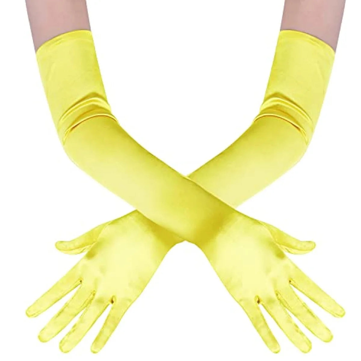 Women 55cm Solid Wedding Etiquette Evening Dress Opera/Elbow/Wrist Satin Stretch Long Gloves Retro Party Carnival Cosplay Gloves