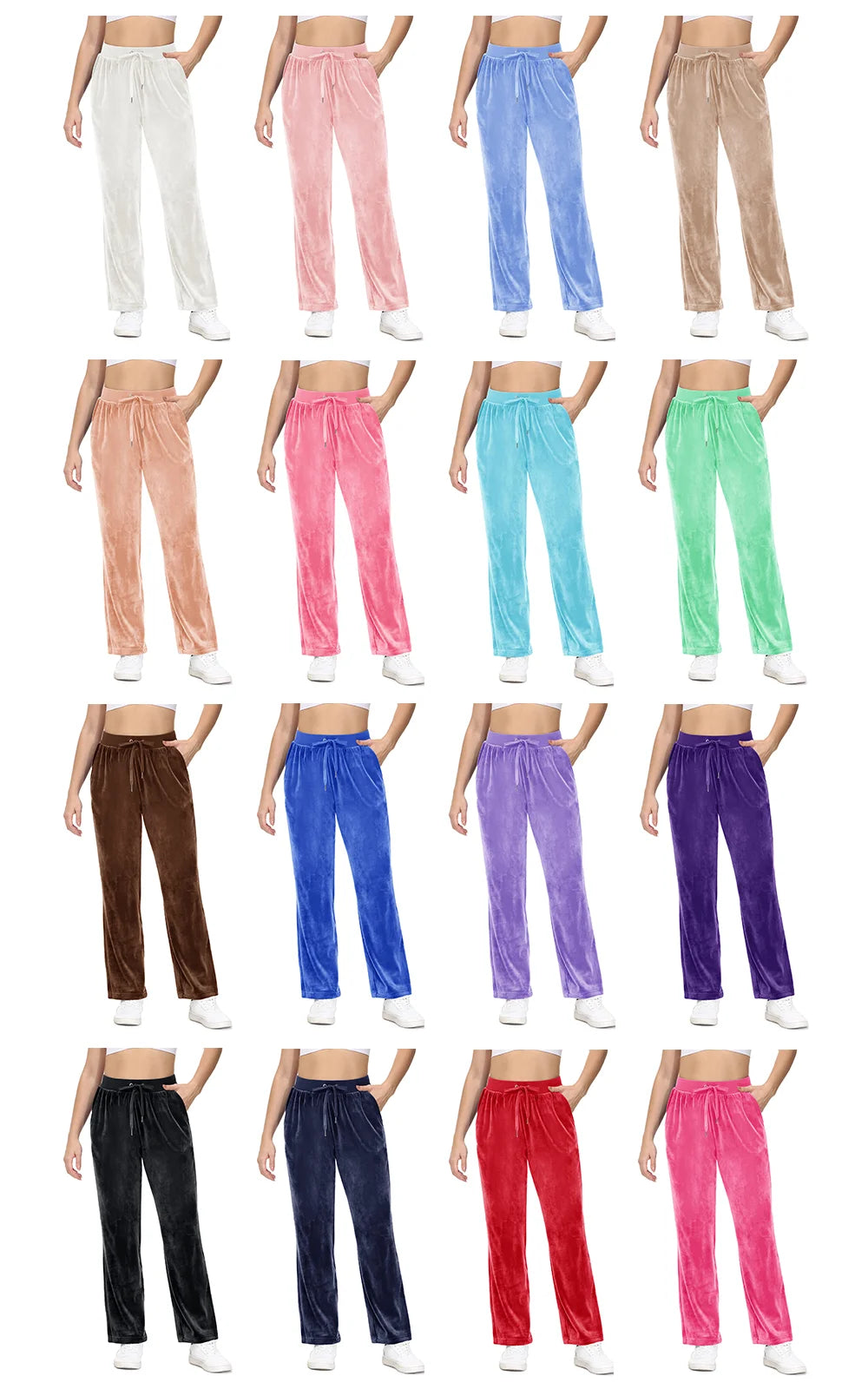 TACVASEN Winter Velvet Pants Womens Drawstring Elastic Waist Fleece Pants Workout Lounge Yoga Velour Pants Sweatpants Jogger