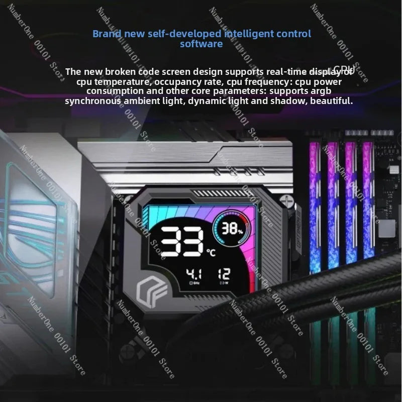 360 ARGB CPU Liquid Cooler with Segment Code Screen, Intelligent Temperature Display PC Radiator
