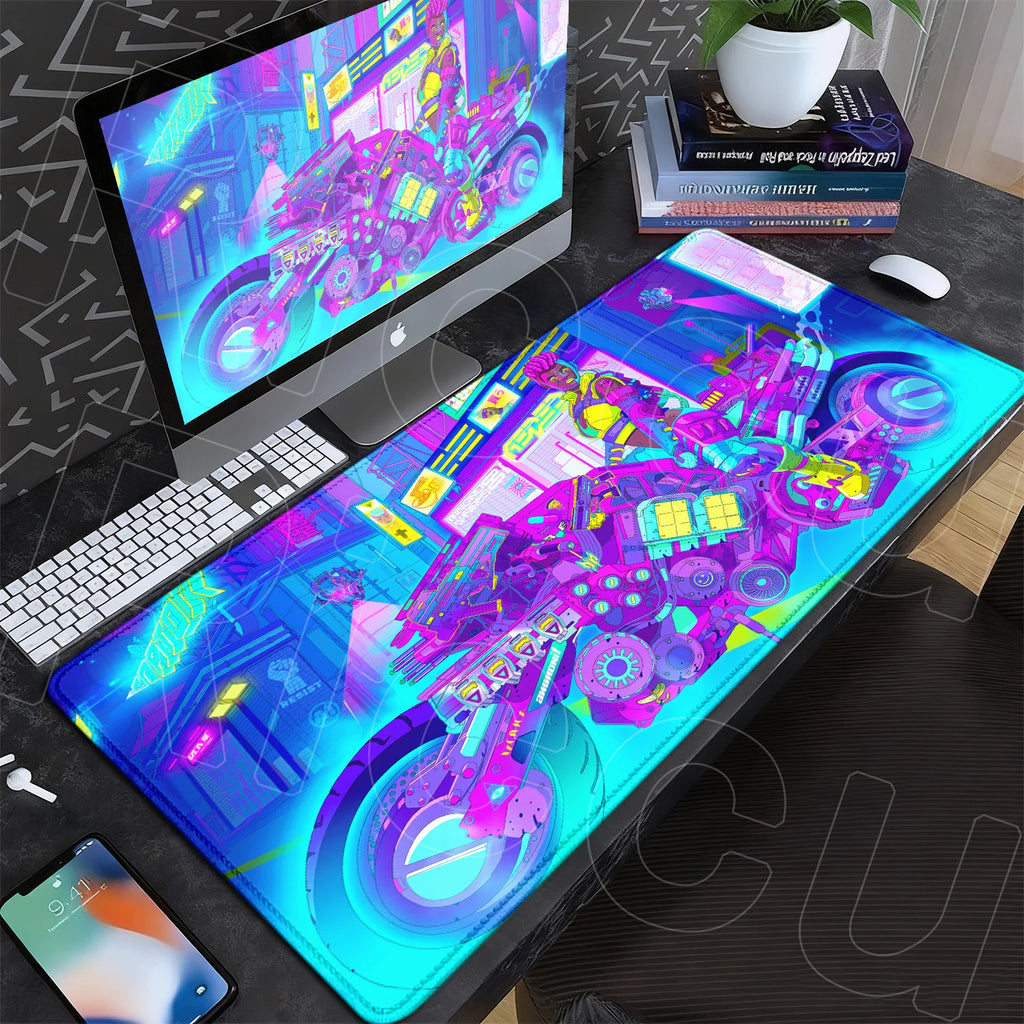 Black Gaming Mousepad XXL Rubber Non-slip Office Deskmat Anime Girl Playmat C-Cyberpunks Style Lock Edge PC Keyboard Accessories