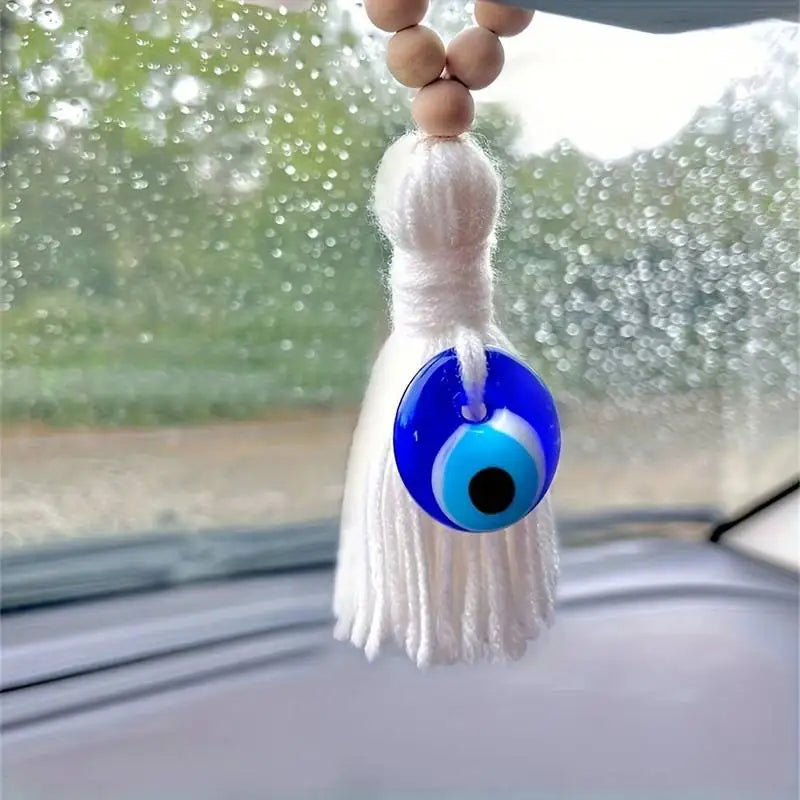 Wooden Patronus Amulet Tassel with Evil Eye Bead Door Handle Hanging Ornaments Modern Home Aesthetic Decor Home Decor Gift