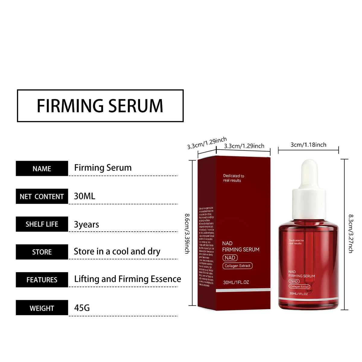 NAD+ Firming Facial Serum Collagen Peptide Essence Reduce Wrinkles Fine Lines Improve Skin Elasticity Hydrating Anti-Aging Serum